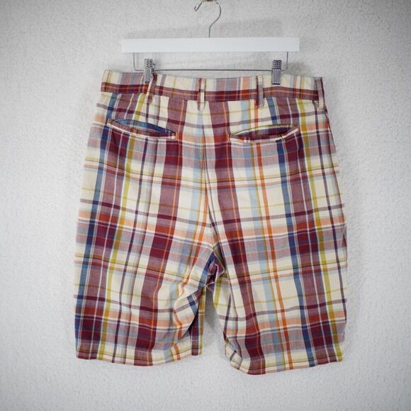 Abercrombie Plaid Cream‎ Red Multi-Colored High Rise Shorts 34 / 10" Inseam - Picture 4 of 7